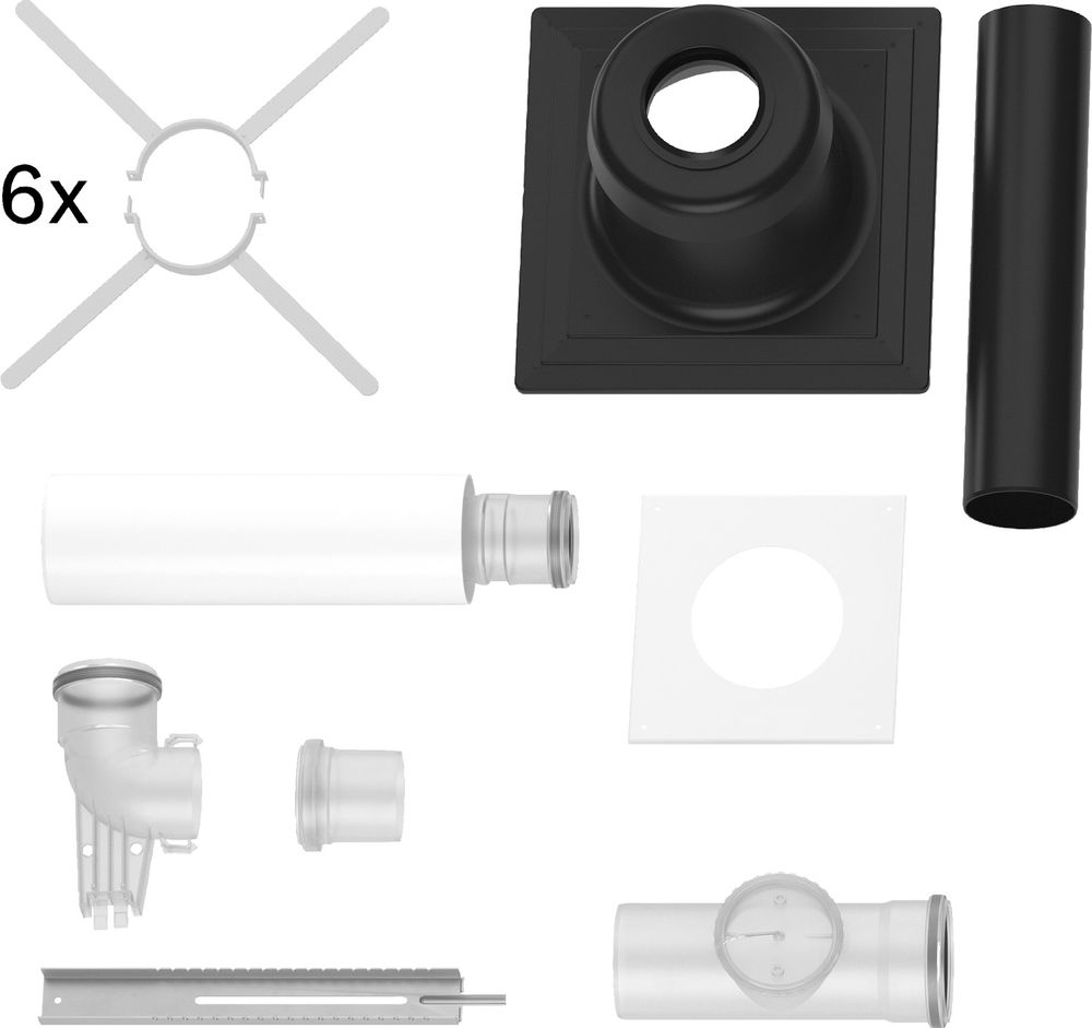 Bosch Abgaszubehör FC-Set80-B53 (hinten) Grundbausatz B53, Kunststoff, d:80mm, 7738112750