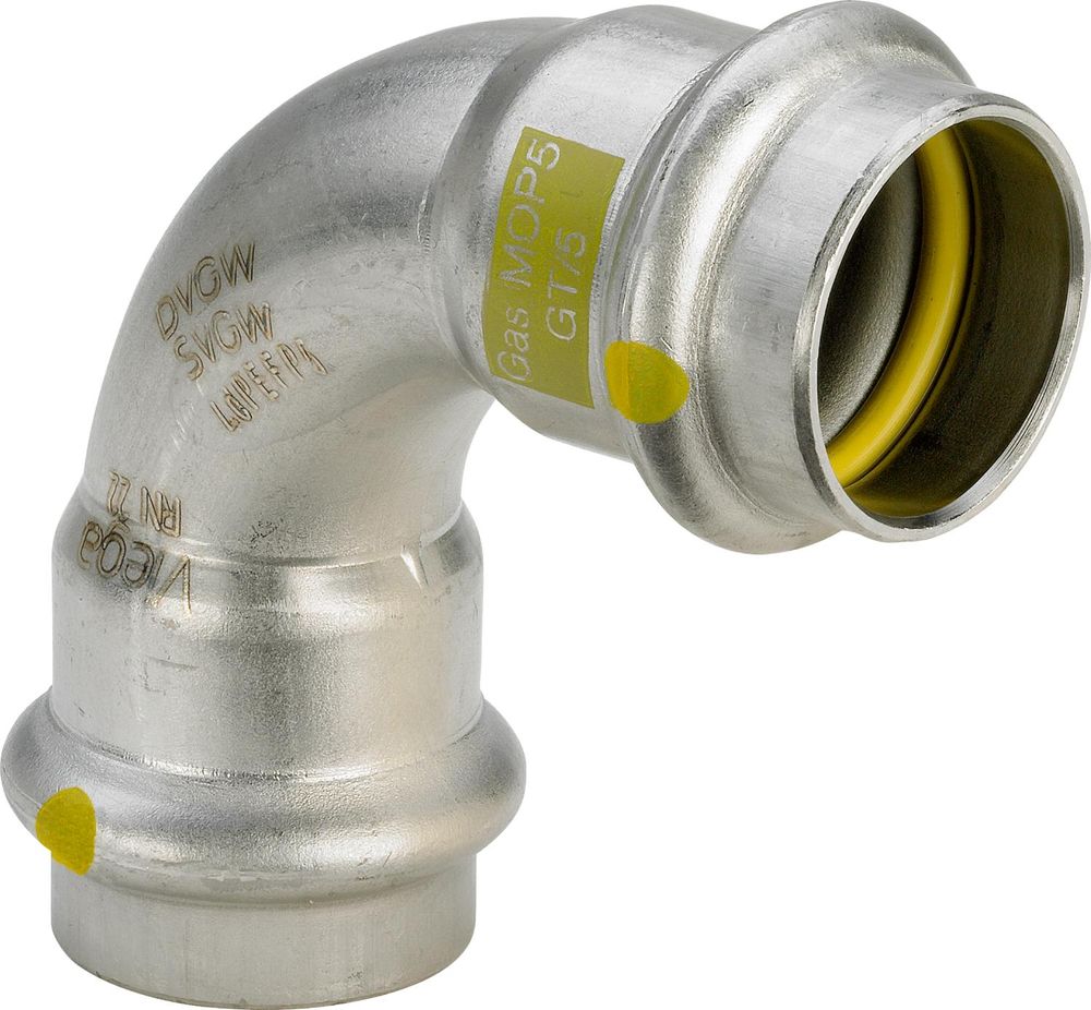 Viega Sanpress Inox G-Bogen 90 Grad, d 35mm Stahl nichtrostend Modell 0216, 485825
