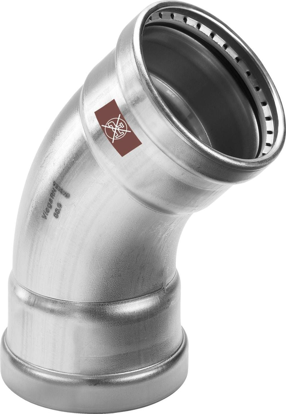 Viega Temponox XL-Bogen 45 Grad, d 88,9mm Stahl nichtrostend Modell 1726XL, 809935