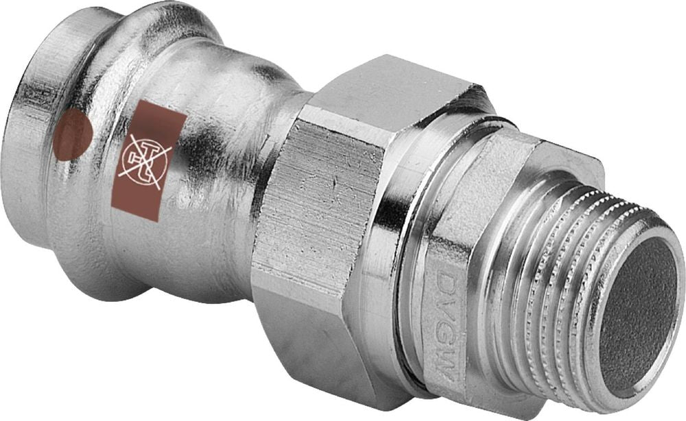 Viega Temponox-Übergangsverschraubung, d 18mm, R 3/4 Messing vernickelt, Stahl nichtrostend Modell 1765, 812072