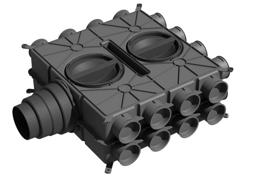 Wolf Luftverteiler DN125-180 24 Stutzen DN75 mit 12 Verschlusskappen, 2577597