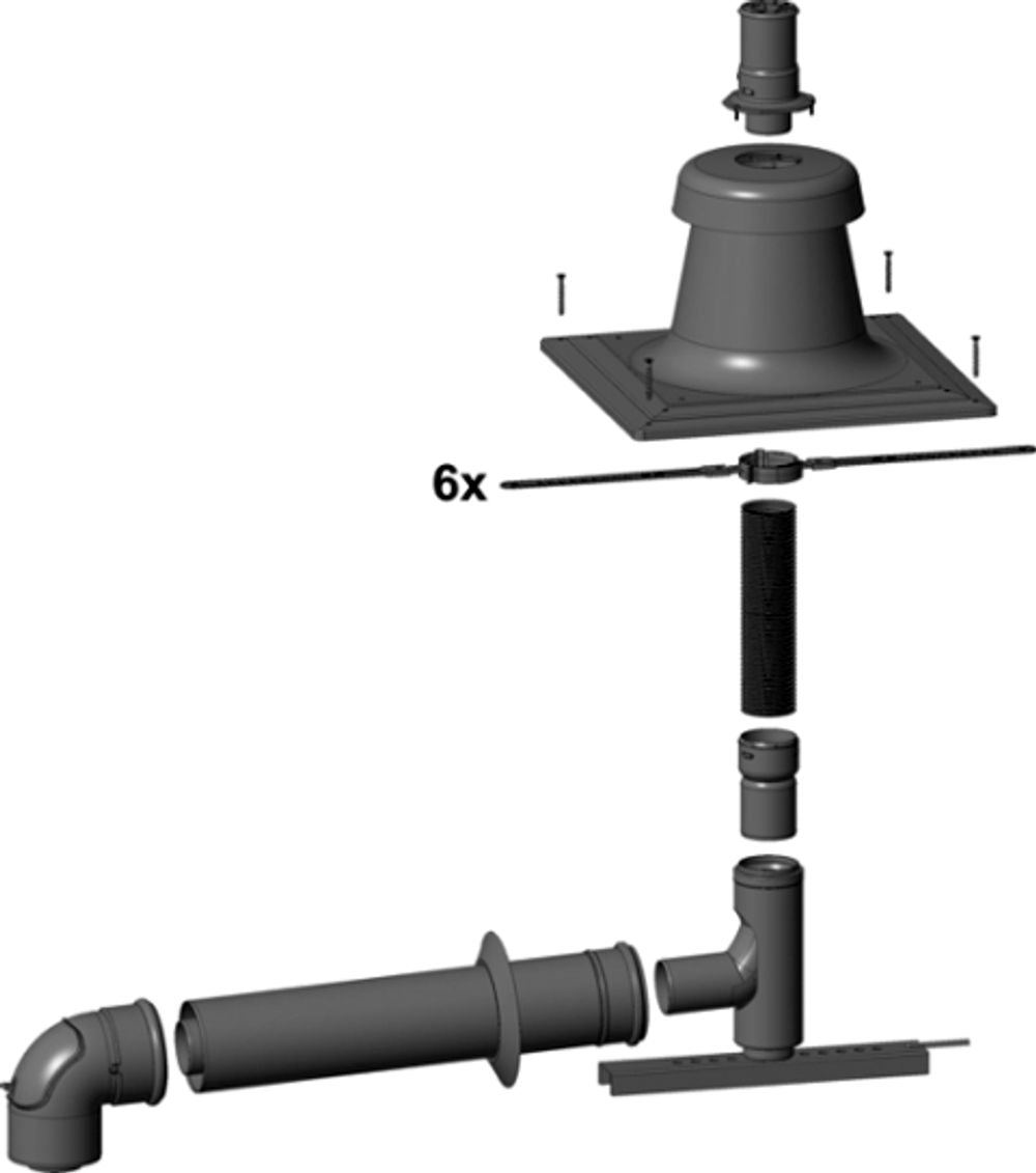 Wolf Anschluss-Set DN80/125 - C93x DN83 flexibel im Schacht, Abdeckung PP, 2652002