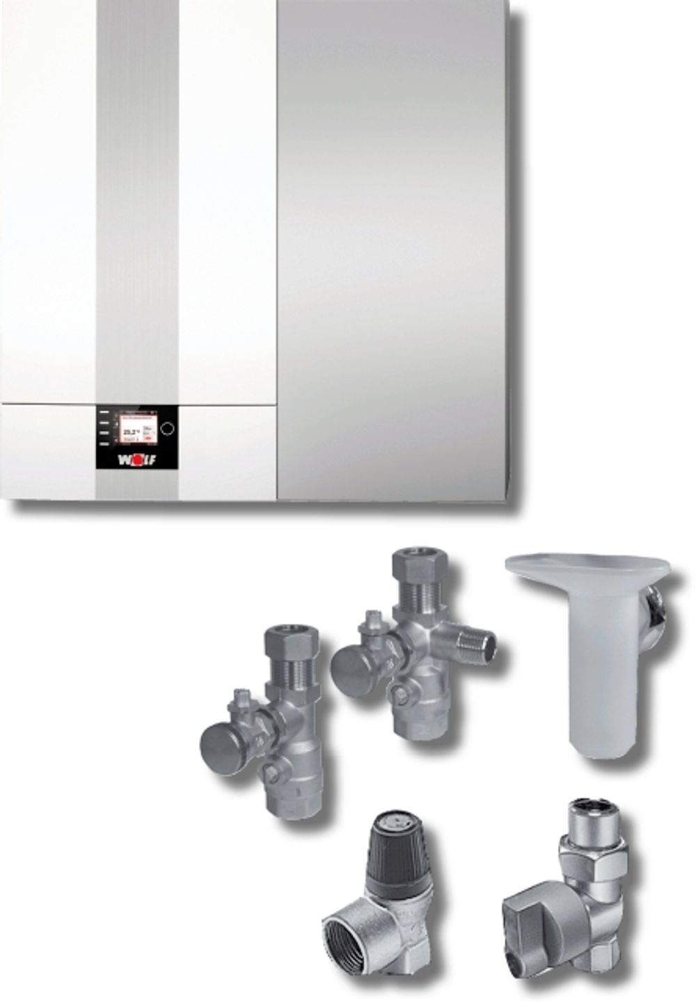 Wolf Paket Brennwertzentr. CGW-2-20/120L Regelung BM-2, Aufputz, 8615020F02