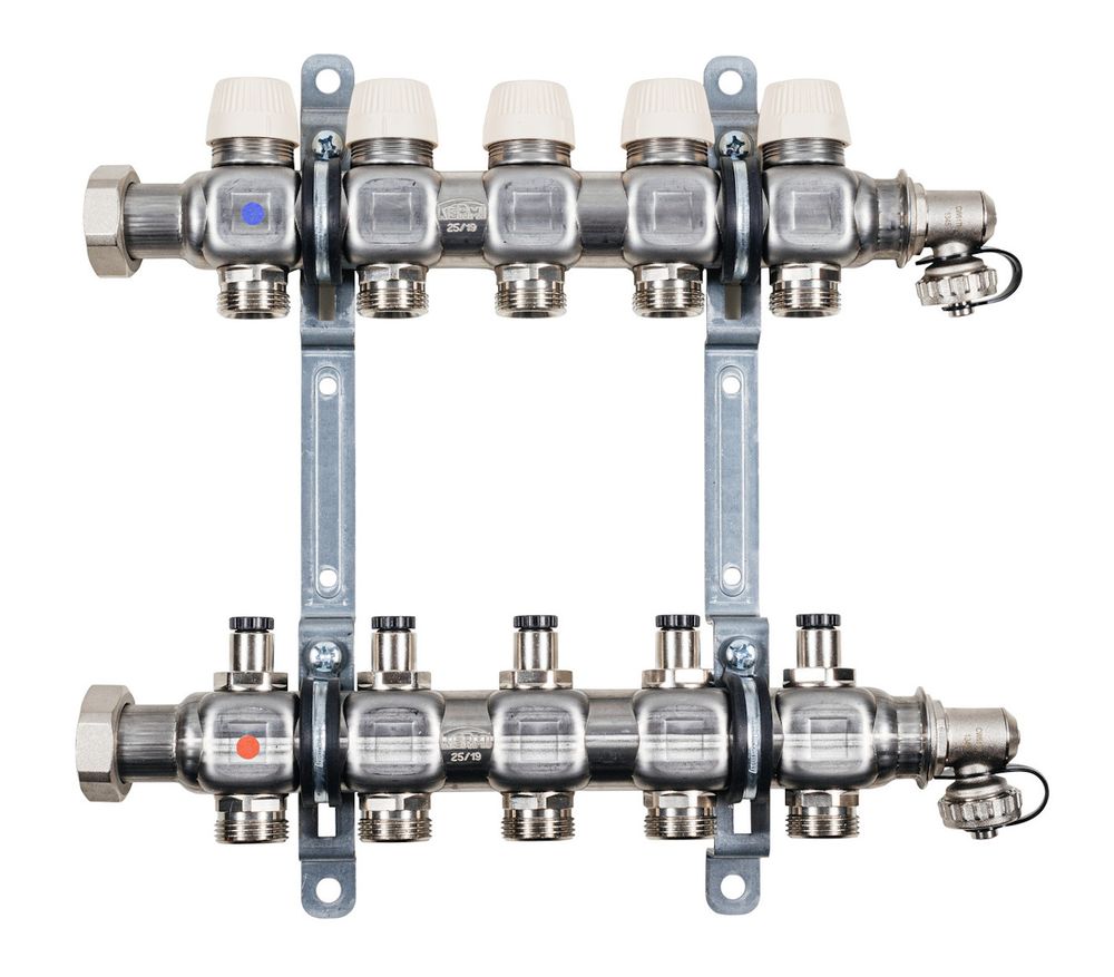 Kermi x-net Verteiler 1'' Standard-8 für 8 Kreise, Baulänge 470 mm, SFV08001000