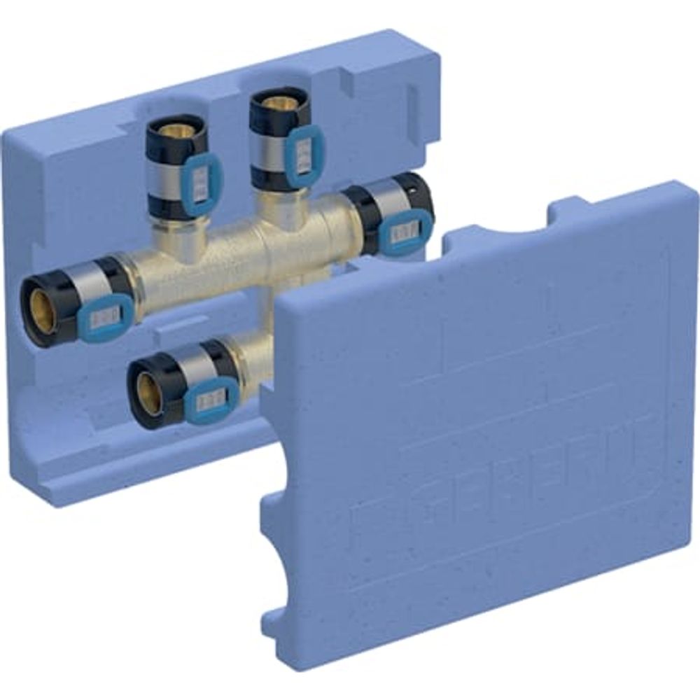 Geberit FlowFit Kreuzungs-T-Stück mit Dämmbox, DN 15 / 12 / 12, 619.311.00.1