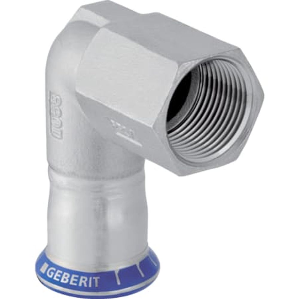 Geberit Mapress Edelstahl Übergangswinkel 90° mit Innengewinde (LABS-frei), DN 15, 83804