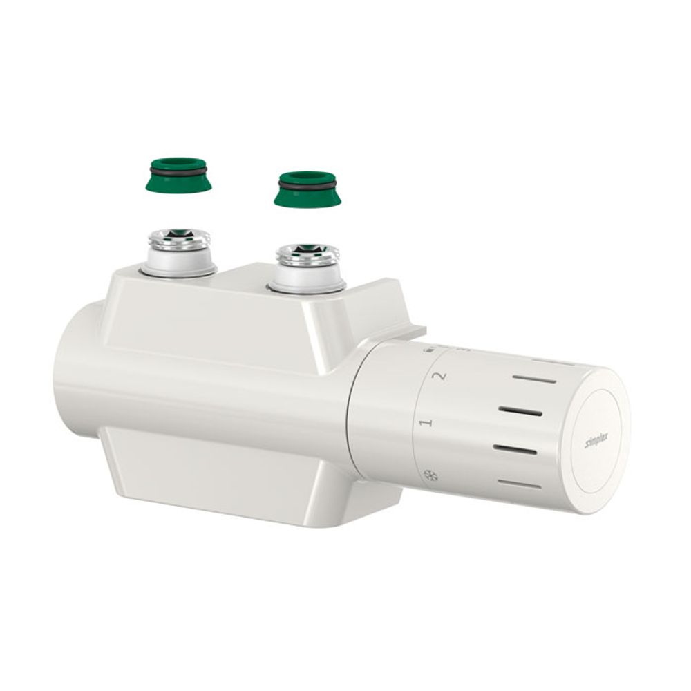 Flamco Ventilhahnblock VARIODESIGN Einrohr mit Th.-Kopf TC-D1 und Blende, weiß, F12165