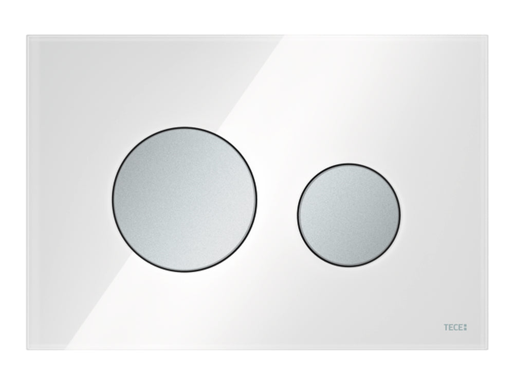 TECE TECEloop WC-Betätigungsplatte Glas weiß Tasten Chrom matt Zweimengentechnik, 9240659