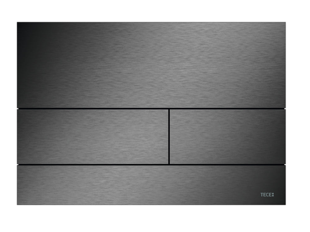 TECE TECEsquare II Metall WC-Betätigungsplatte, Chrom schwarz gebürstet (mit Anti-Fingerprint), Zweimengentechnik, 9240846