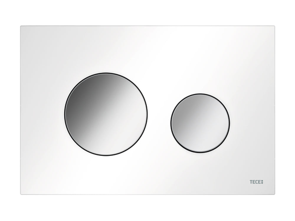 TECE TECEloop WC-Betätigungsplatte Kunststoff für Zweimengentechnik, Weiß, Tasten Chrom glänzend, 9240927