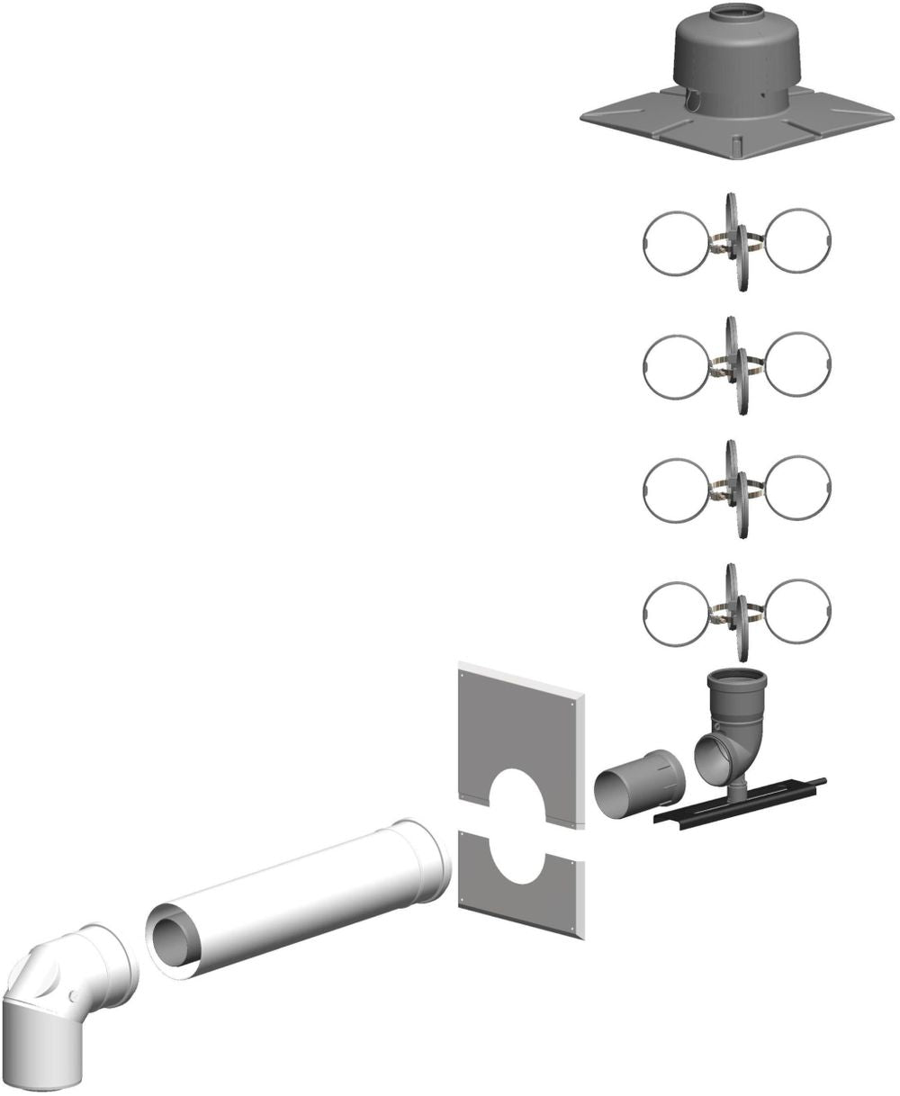 ATEC SV-Schacht-Set DN 80/125 -DN 80 PP-Abgassystem/Stahl weiß, 1473