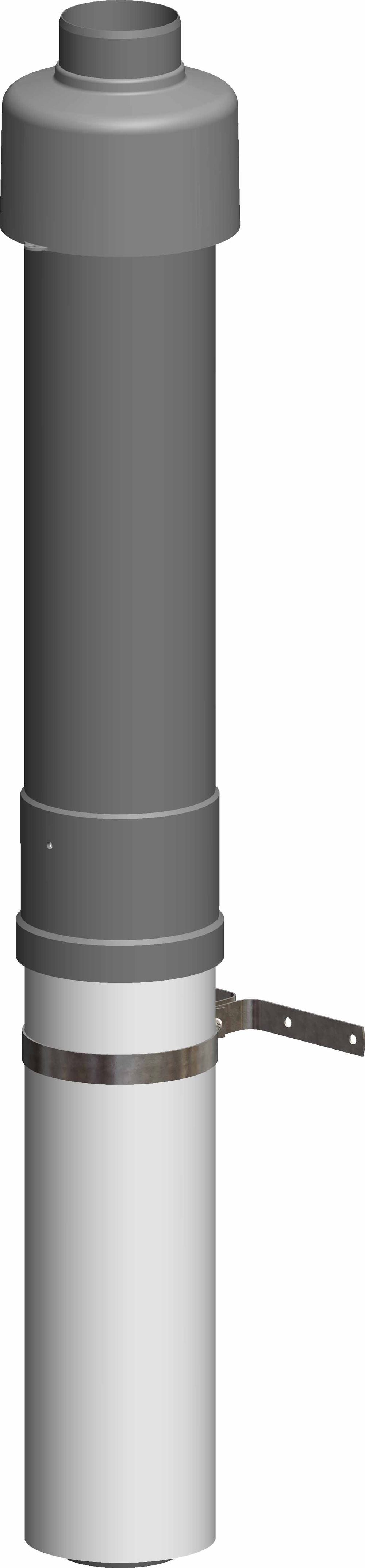 ATEC Dachdurchführung DN 80/125 650mm schwarz inkl. Befestigungsschelle, 1458