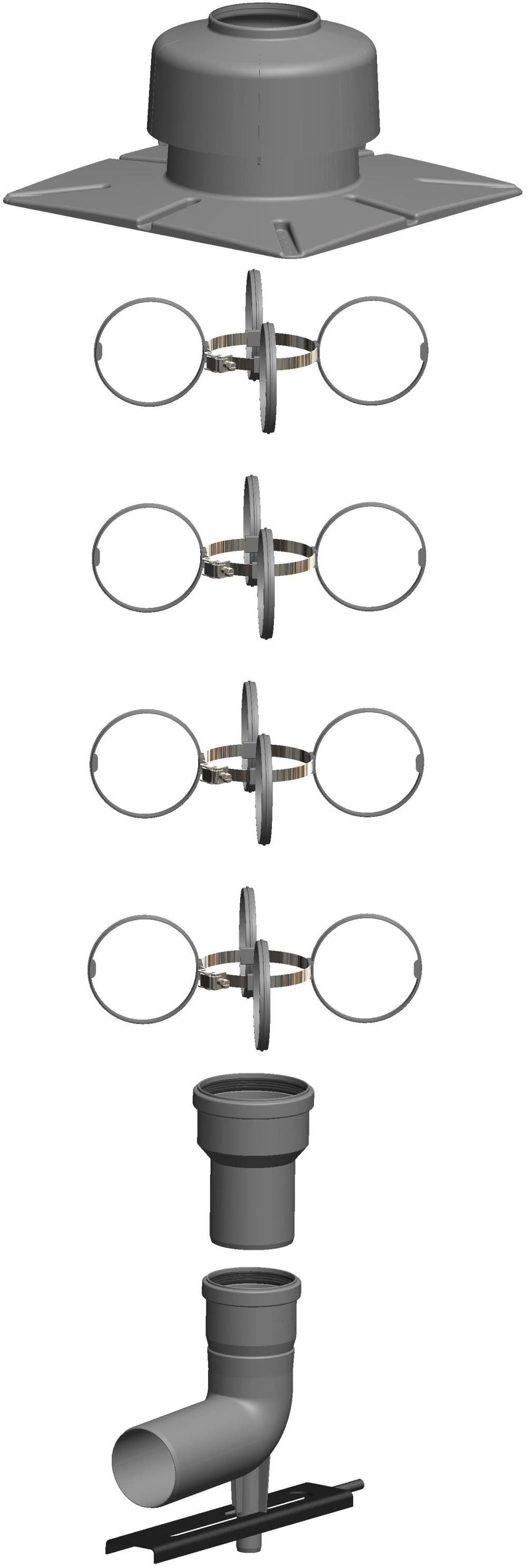 ATEC Basis-Set Schacht d 80 DN 100 mit Auflager/mit Stützrohr, 1372