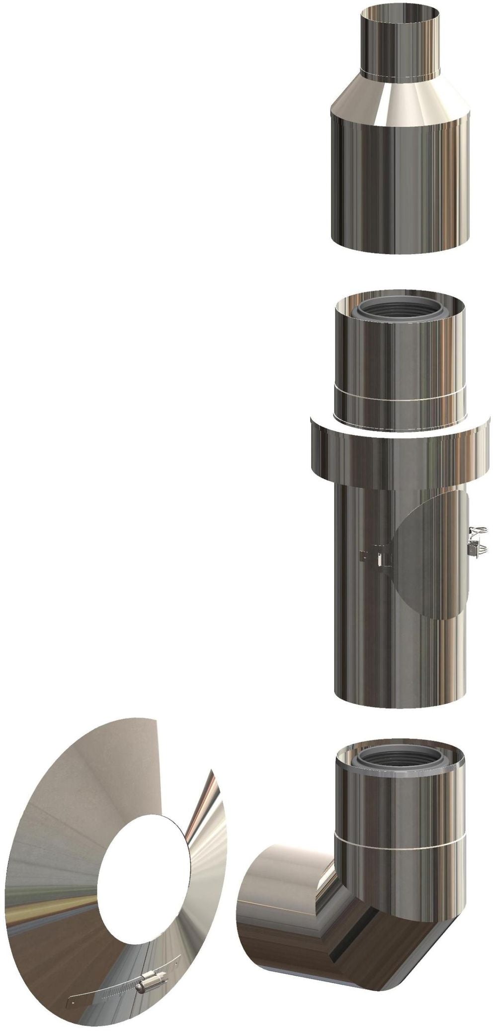 ATEC Basis-Set f.Installation an Aussen- wand DN60/100 L=450mm Edelstahl blank, 700770