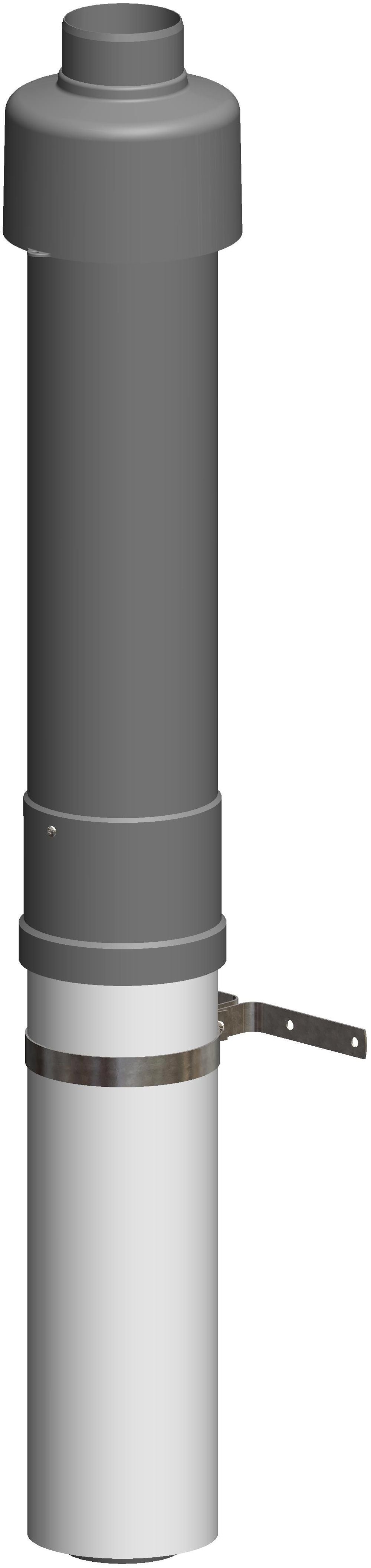 ATEC Dachhochführung DN80/125 L=650mm für WhitePoly konzentrisch schwarz, 711758