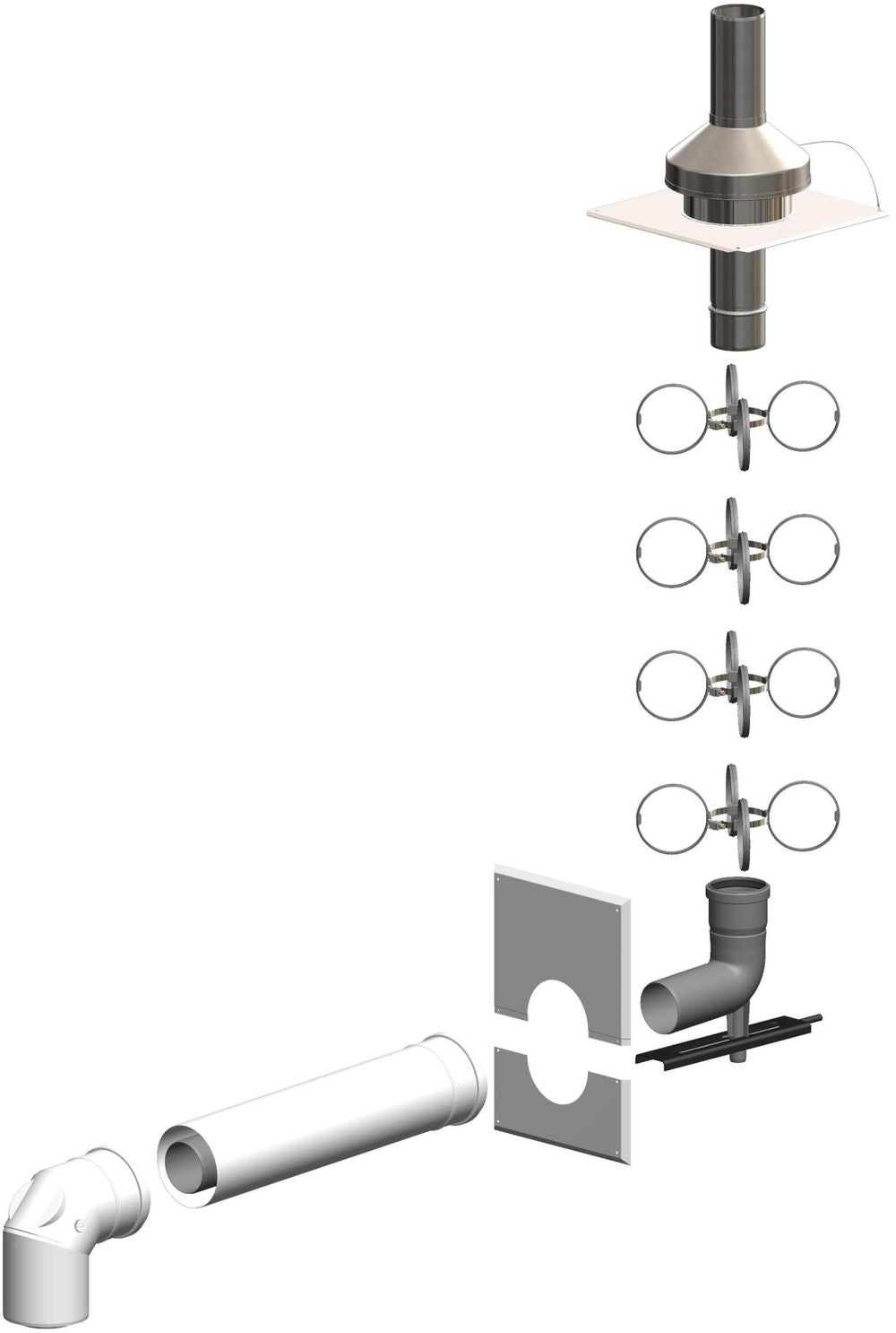 ATEC Schacht-Set PC DN80/125-DN80 Edelstahl, 1471