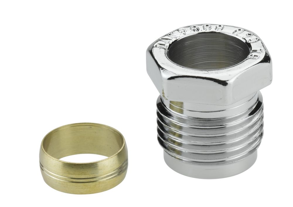 Danfoss Klemmverbinder R 1/2 Außengewinde auf 15mm f, Stahl- und Kupferrohre (10St,), Chrom, 013G4195