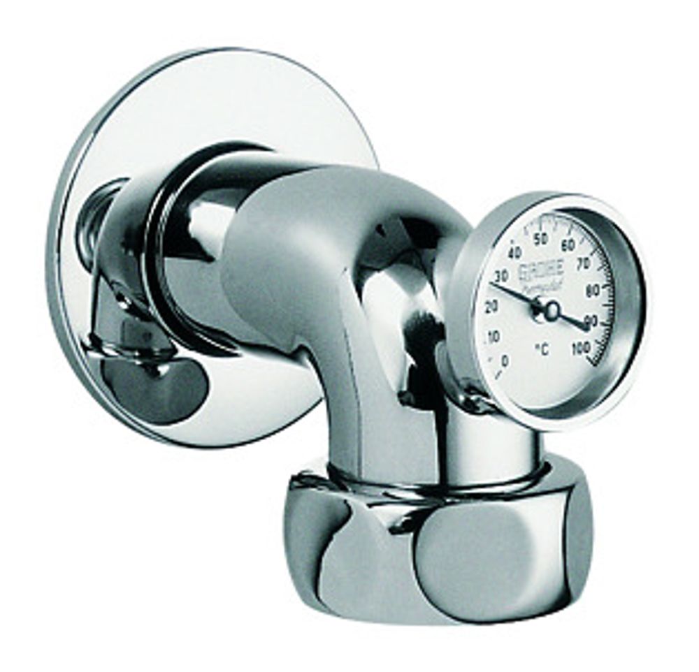 GROHE Abgangsbogen 12444 Ausladung 90mm mit Thermometer 1 1/2\"x5/4\" chrom, 12444000
