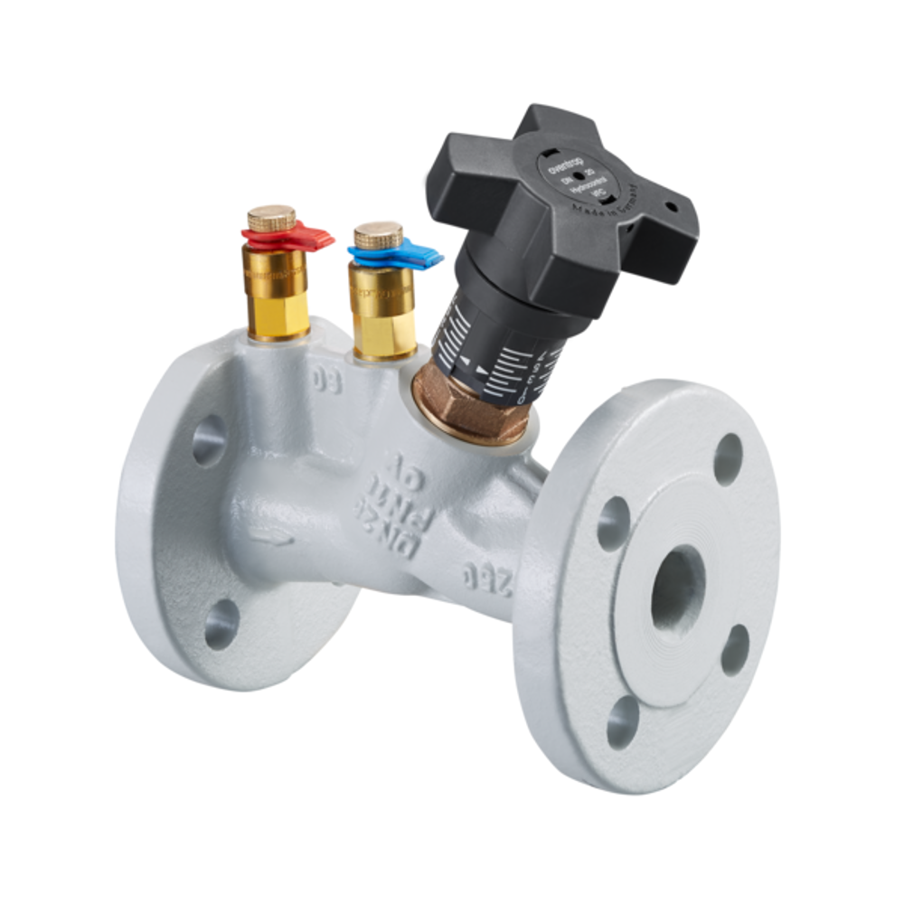 OVENTROP Strangregulierventil HydroControl VFC mit Flanschen nach EN 1092-2 PN 16 DN 25, mit zwei montierten Classic Messventilen, Grauguss (GG 25), 1062647