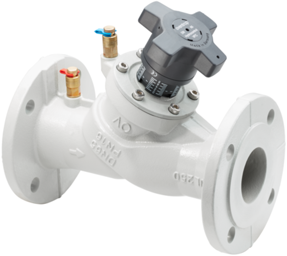 OVENTROP Strangregulierventil HydroControl VFC mit Flanschen nach EN 1092-2 PN 16 DN 65, mit zwei montierten Classic Messventilen, Grauguss, 1062651