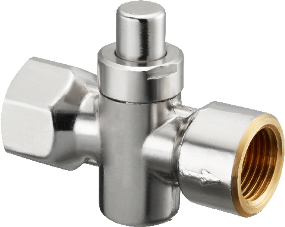 OVENTROP Manometerdruckknopfhahn mit Innengewinde DN 15, G 1/2, PN 25, Messing, vernickelt, 1110504