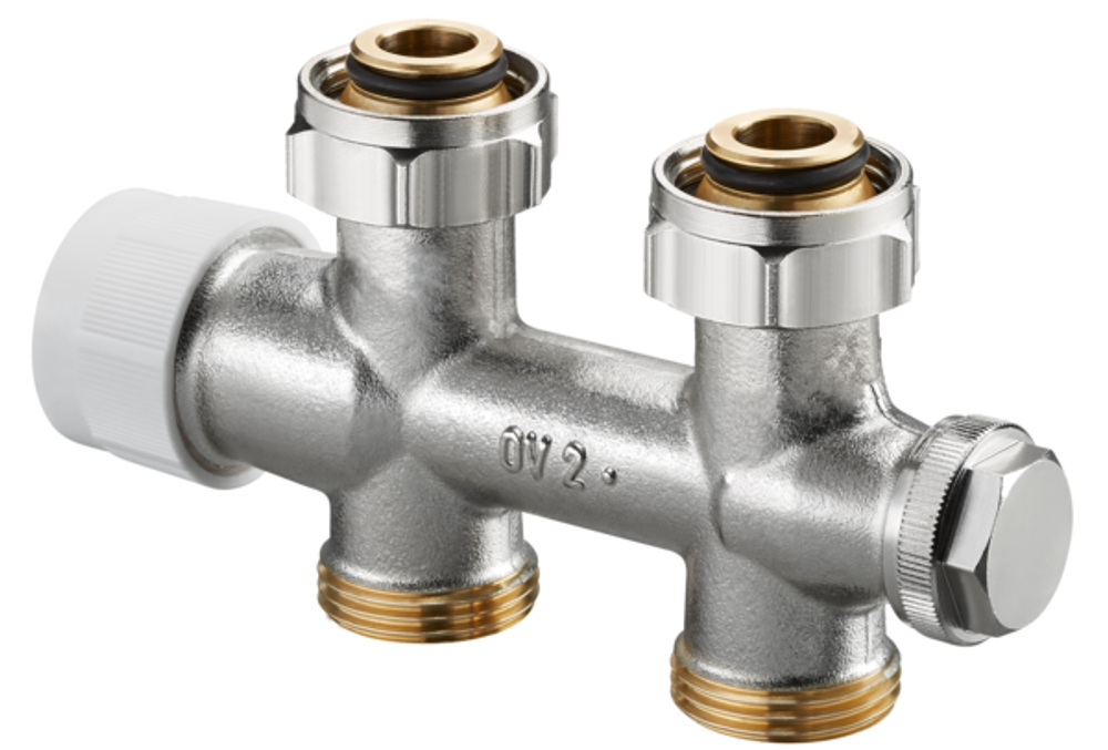 OVENTROP Anschlussarmatur Multiblock T Durchgang Zweirohr, G 3/4 ÜM x G 3/4 Eurokonus, 1184013
