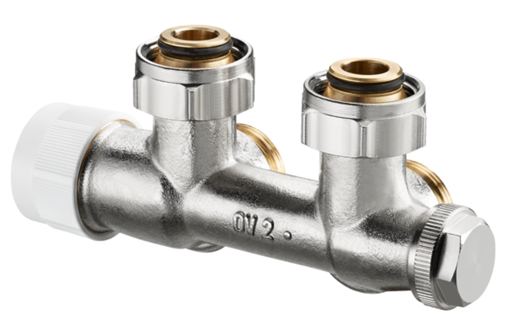 OVENTROP Anschlussarmatur Multiblock T Eck Zweirohr, G 3/4 ÜM x G 3/4 Eurokonus, 1184014