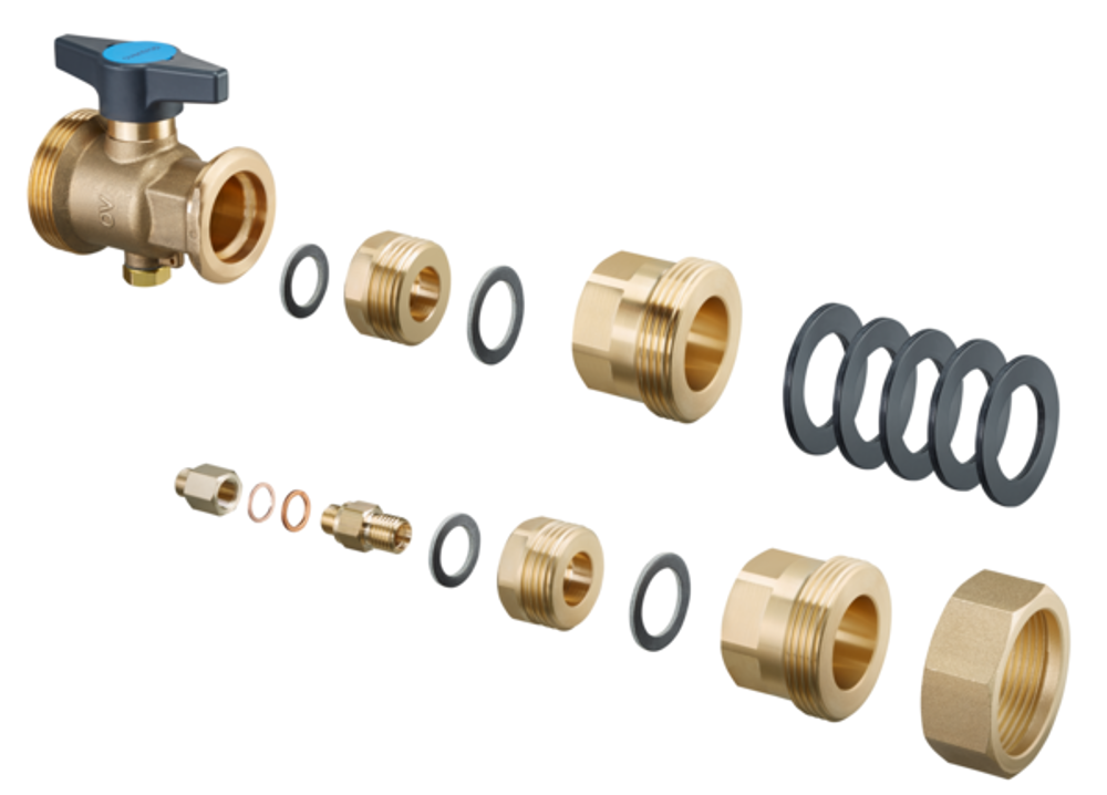 OVENTROP Wärmezählereinbauset für Regumat S/M3-180 DN 25 mit Pumpenkugelhahn (ab Baujahr 2015), 1352250