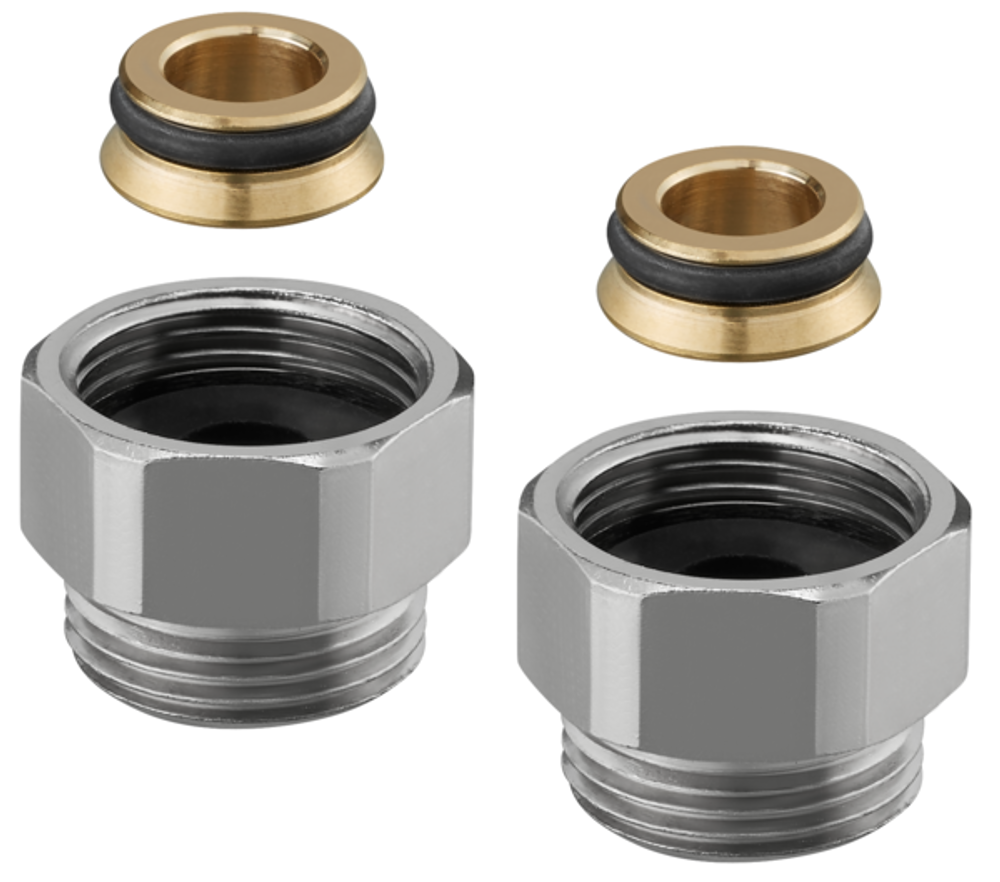 OVENTROP Distanzstück für Multiflex F, G 3/4 IG x G 3/4 AG, vernickelt, Set = 2 Stück, 1681650