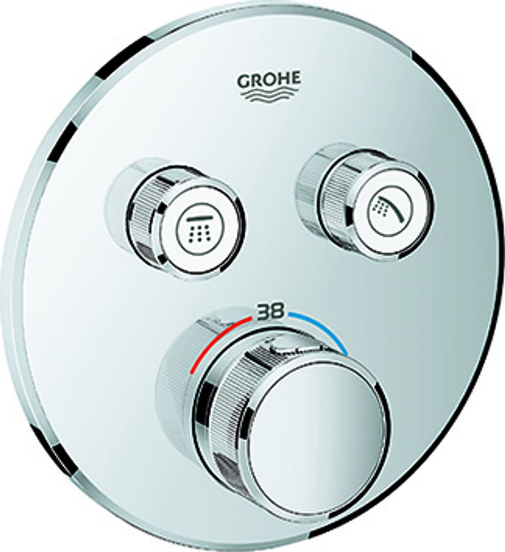 GROHE Thermostat Grohtherm SmartControl 29119 FMS rund 2 Absperrventile chrom, 29119000