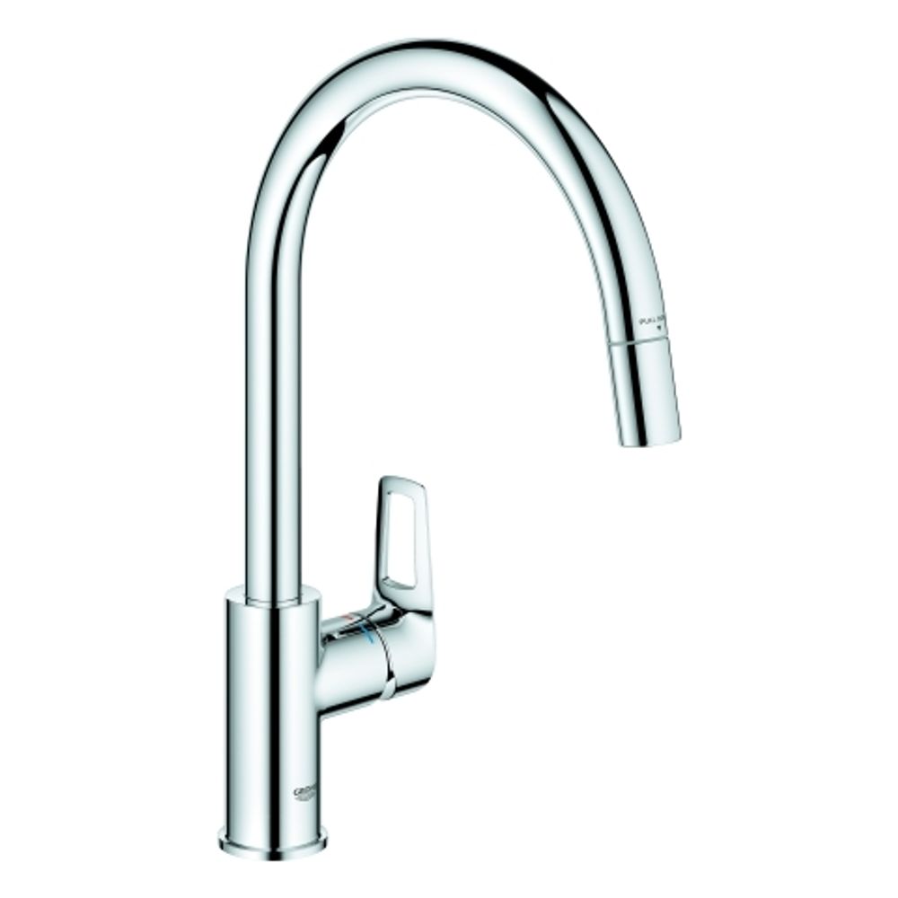 GROHE EH-Spültischbatterie BauLoop 30543 hoher Auslauf azb. Laminarbrause chrom, 30543000