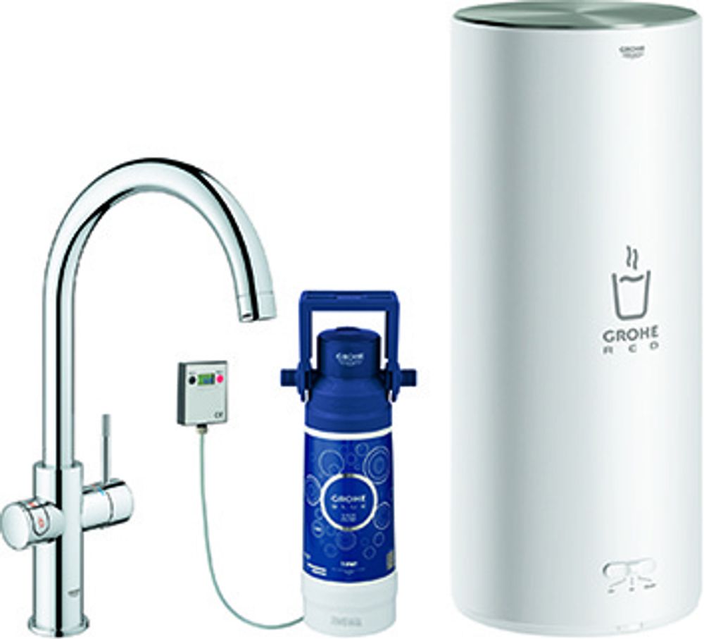 GROHE Armatur und Boiler GROHE Red Duo 30079_1 L-Size C-Auslauf chrom, 30079001