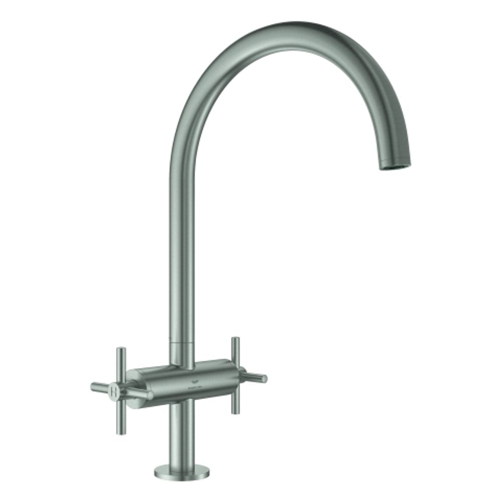 GROHE 2-Griff-Spültischbatterie Atrio 30609 C-Auslauf supersteel, 30609DC0