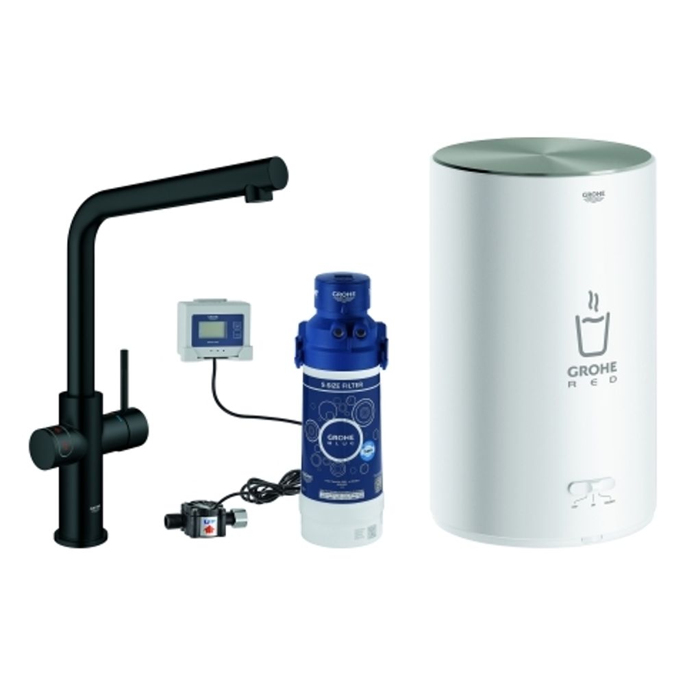 GROHE Armatur und Boiler GROHE Red Duo 30327_1 M-Size L-Auslauf velvet black, 30327KS1