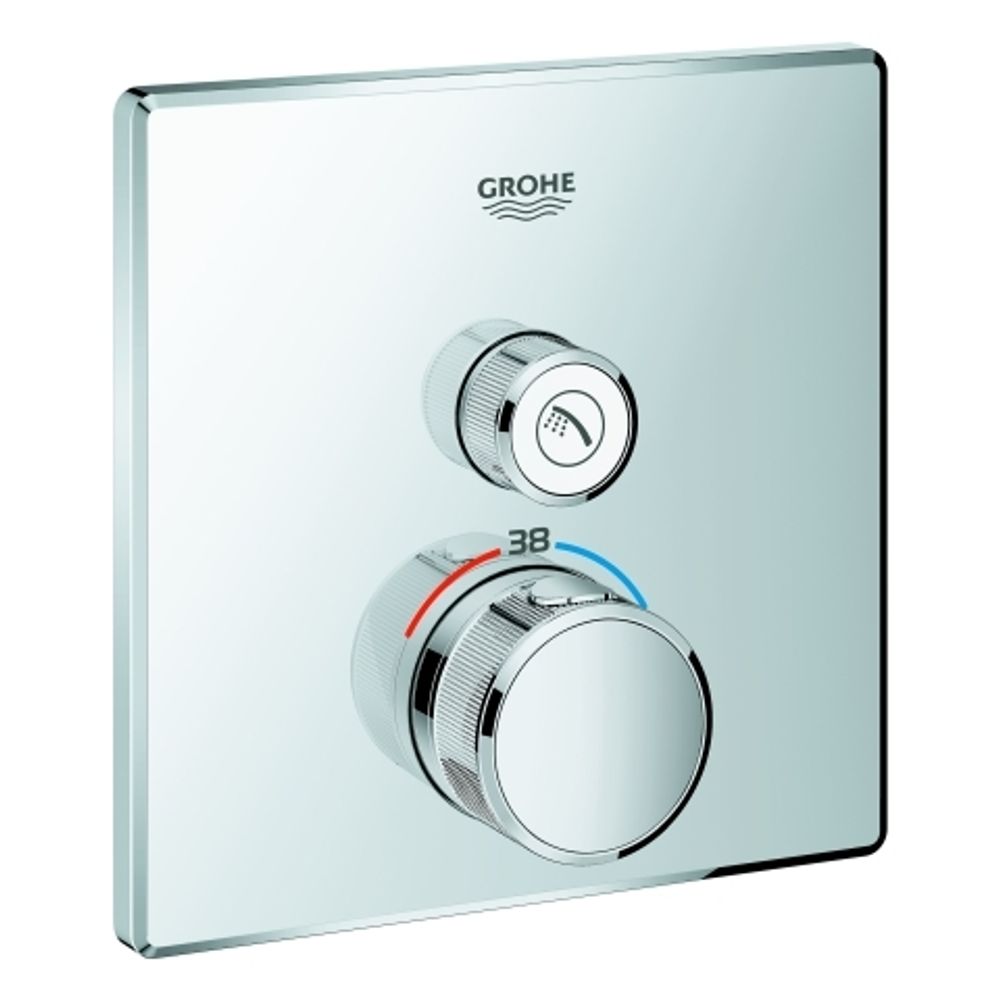 GROHE Thermostat Grohtherm SmartControl 29123 eckig FMS ein Absperrventil chrom, 29123000