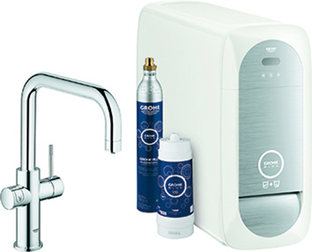 GROHE Starterkit GROHE Blue Home 31456_1 Bluetooth/WIFI U-Auslauf supersteel, 31456DC1