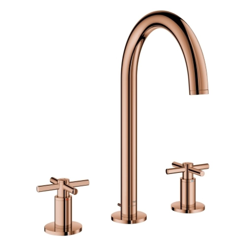 GROHE 3-Loch-WT-Batterie Atrio 20643 Rohrauslauf Kreuz-Griff warm sunset, 20643DA0
