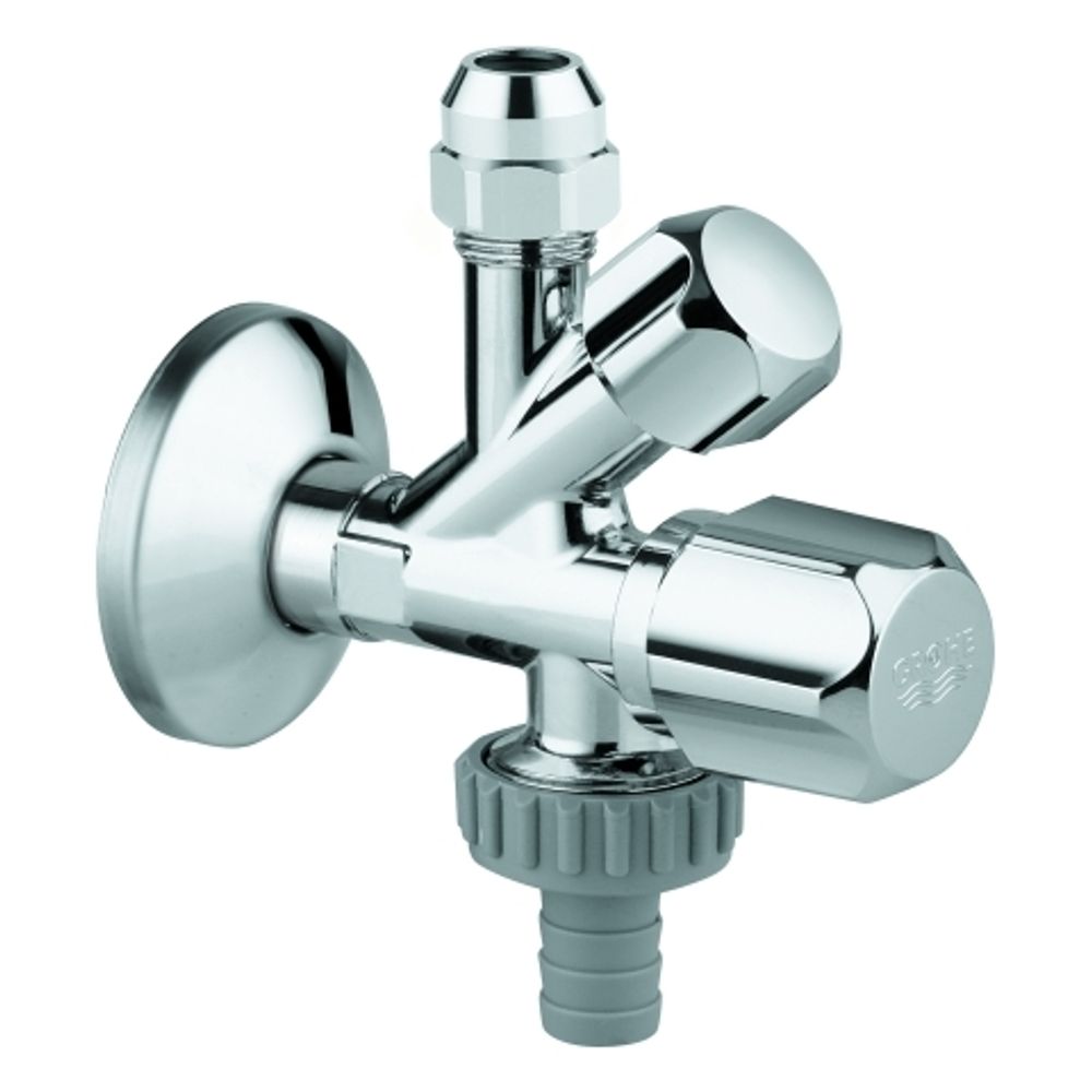 GROHE Kombi-Eckventil 22035 Wandrosette 1/2x3/8x3/4'' Schlauchanschluss chrom, 22035000