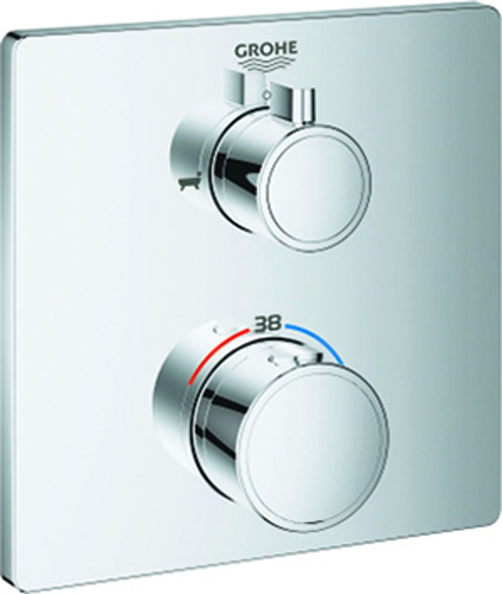 GROHE THM-Wannenbatterie Grohtherm 24080 2 Abg. FMS für Rap. SmartBox eckig chrom, 24080000
