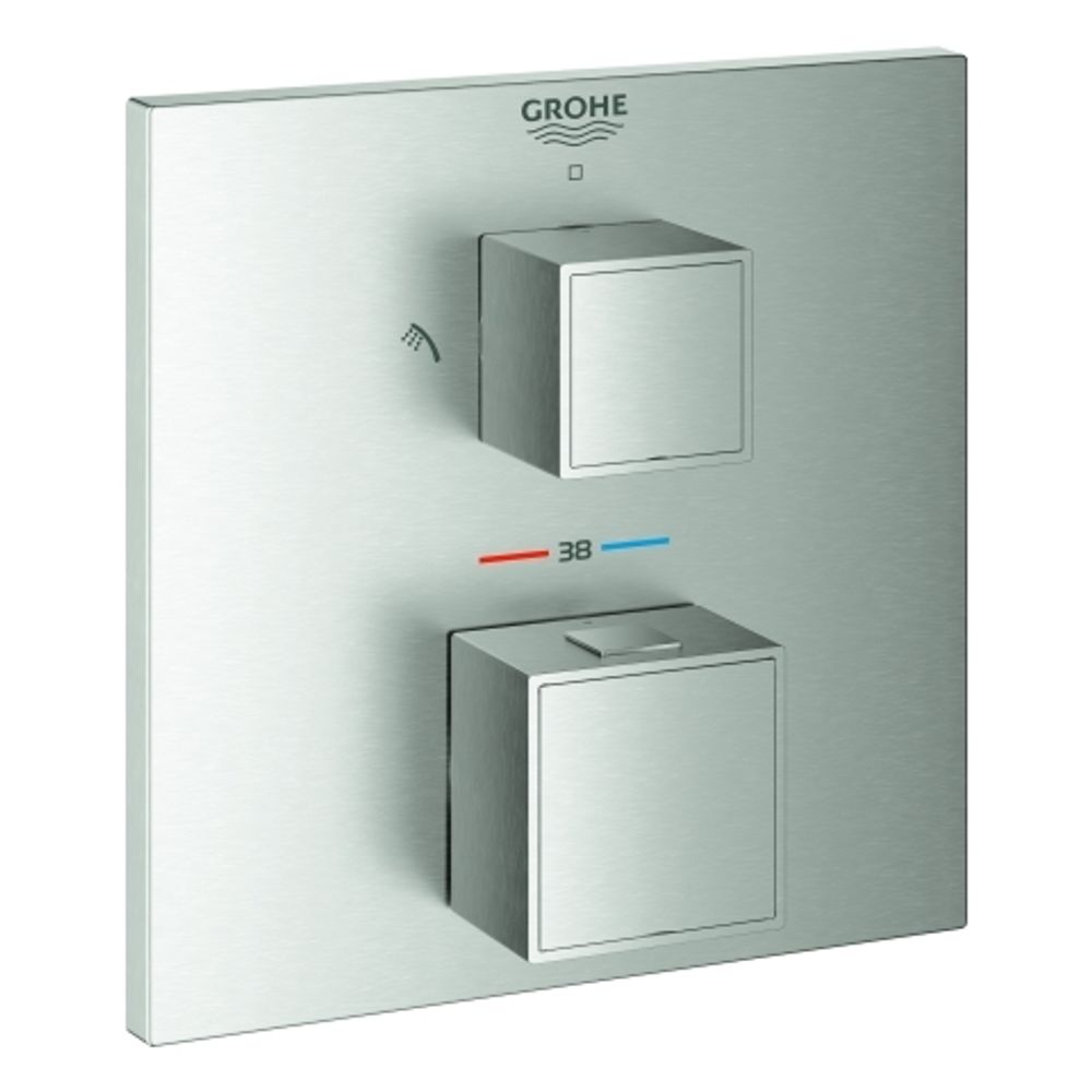 GROHE THM-Brausebatterie Grohtherm Cube 24154 FMS für 35600 2-W-Umst. supersteel, 24154DC0