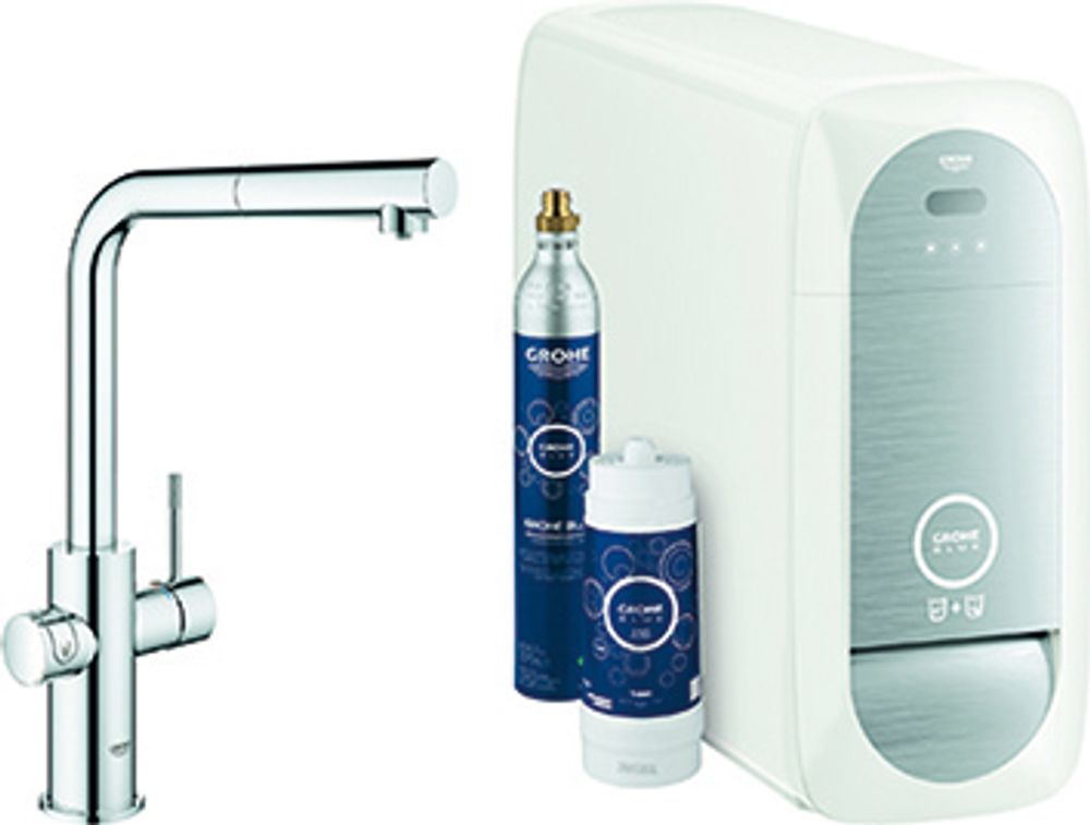 GROHE Starterkit GROHE Blue Home 31539 auszb. Mouss. BT/WIFI L-Ausl. supersteel, 31539DC0