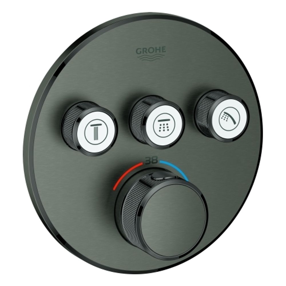 GROHE Thermostat Grohtherm SmartControl 29121 FMS rund 3 ASV hard graphite geb., 29121AL0