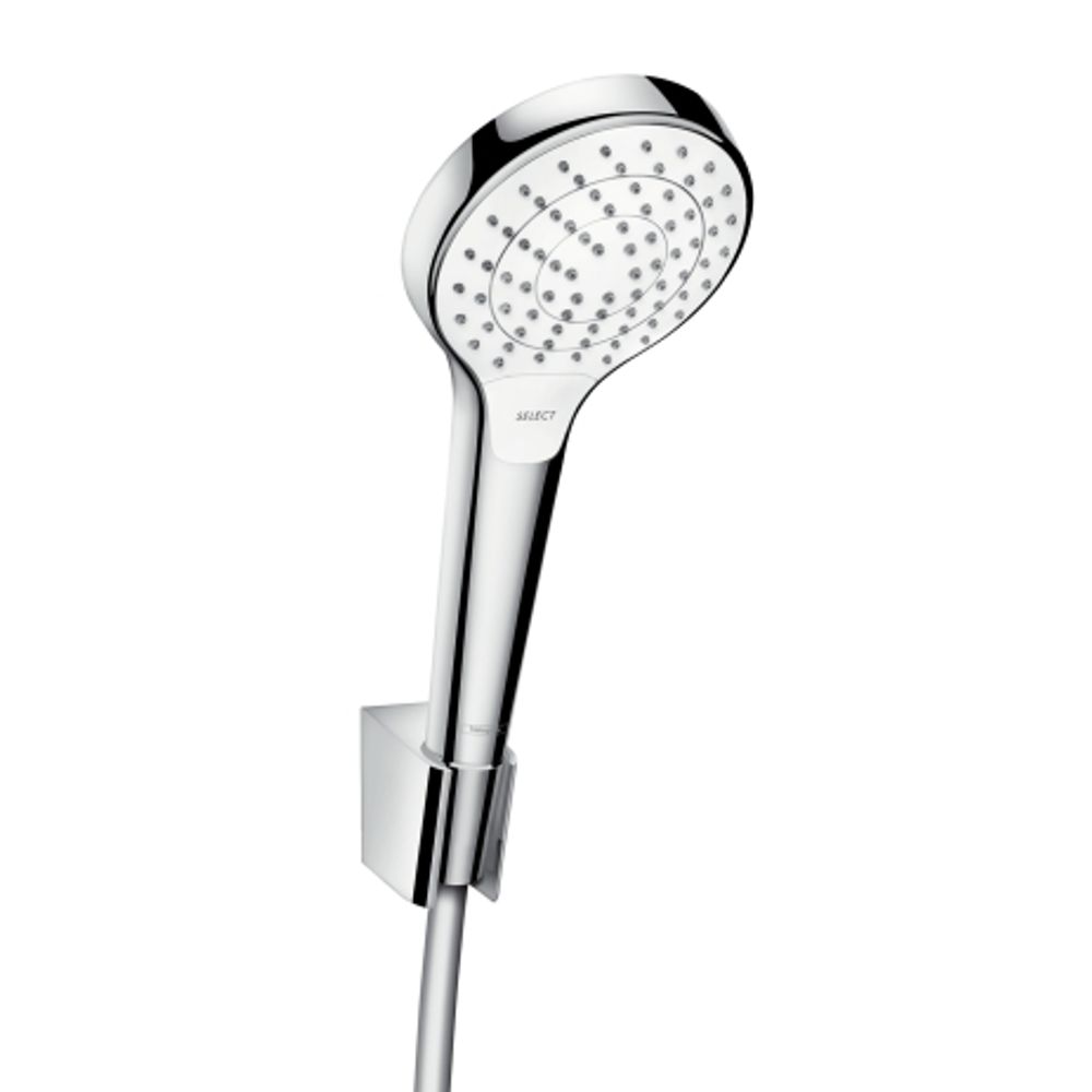 hansgrohe Croma Select S Brausehalterset 110 Vario mit Brauseschlauch 125 cm Weiß/Chrom, 26421400