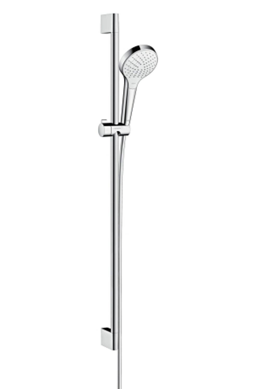 hansgrohe Croma Select S Brauseset 110 Vario EcoSmart 9 l/min mit Brausestange 90 cm Weiß/Chrom, 26573400