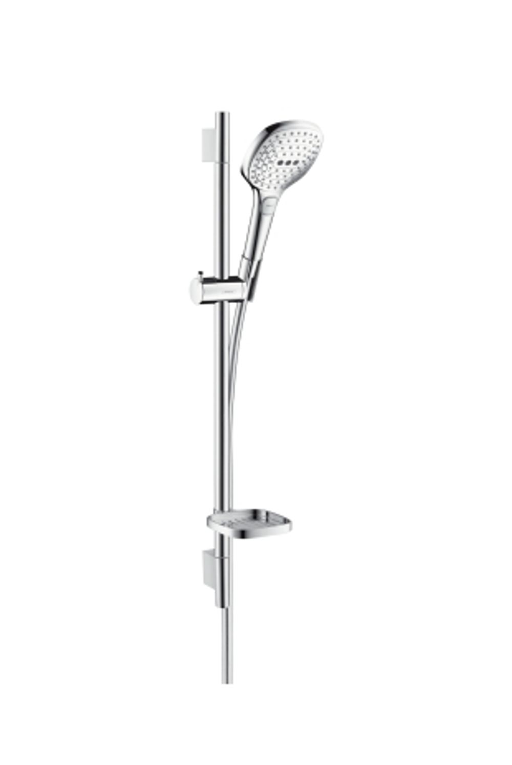 hansgrohe Raindance Select E Brauseset 120 3jet mit Brausestange 65 cm und Seifenschale Chrom, 26620000