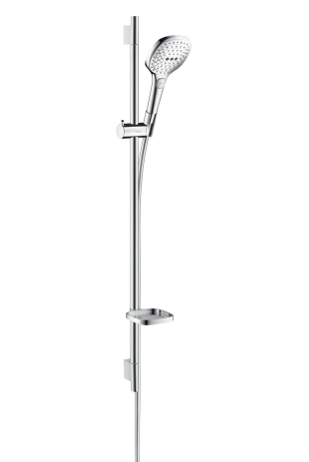hansgrohe Raindance Select E Brauseset 120 3jet EcoSmart 9 l/min mit Brausestange 90 cm und Seifenschale Chrom, 26623000