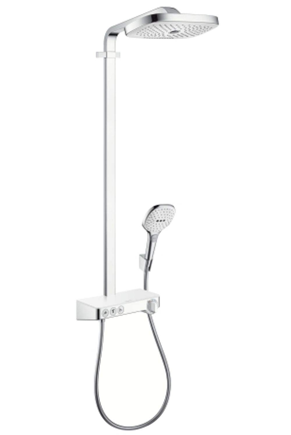 hansgrohe Raindance Select E Showerpipe 300 3jet mit ShowerTablet Weiß/Chrom, 27127400