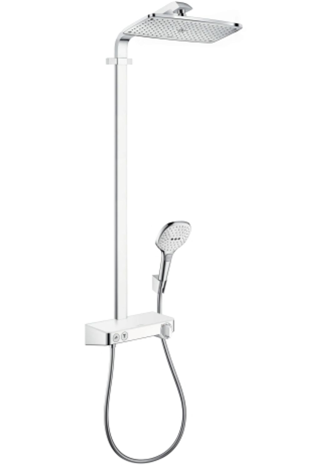 hansgrohe Raindance E Showerpipe 360 1jet mit ShowerTablet Select 300 Weiß/Chrom, 27288400