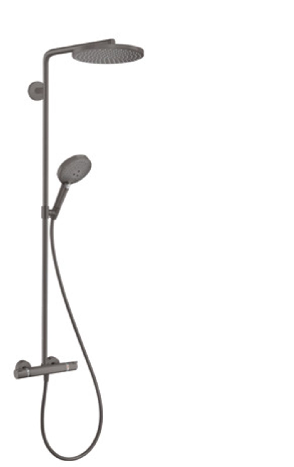 hansgrohe Raindance Select S Showerpipe 240 1jet PowderRain mit Thermostat Brushed Black Chrome, 27633340