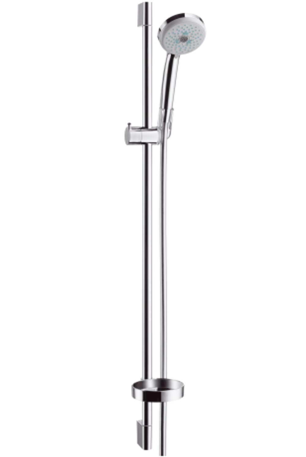 hansgrohe Croma 100 Brauseset Multi mit Brausestange 90 cm und Seifenschale Chrom, 27774000